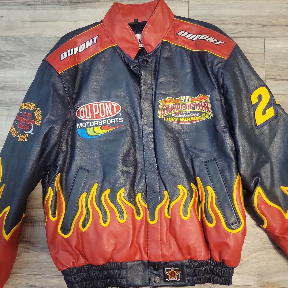 Chase Authentics Jeff Gordon DuPont Motorsports NASCAR 4 Time Jacket M Leather